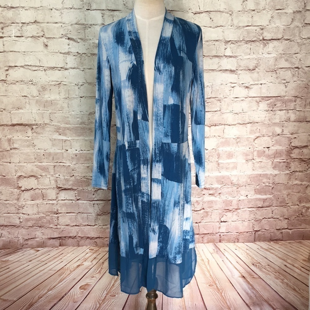 LOGO Lori Goldstein Blue LETICIA Duster Cardigan